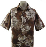 Chocolate Hawaiian Shirt with Turtles