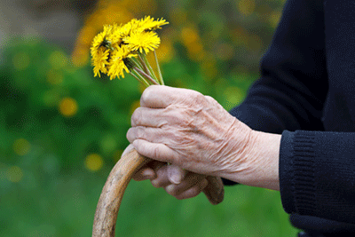 old woman with cane